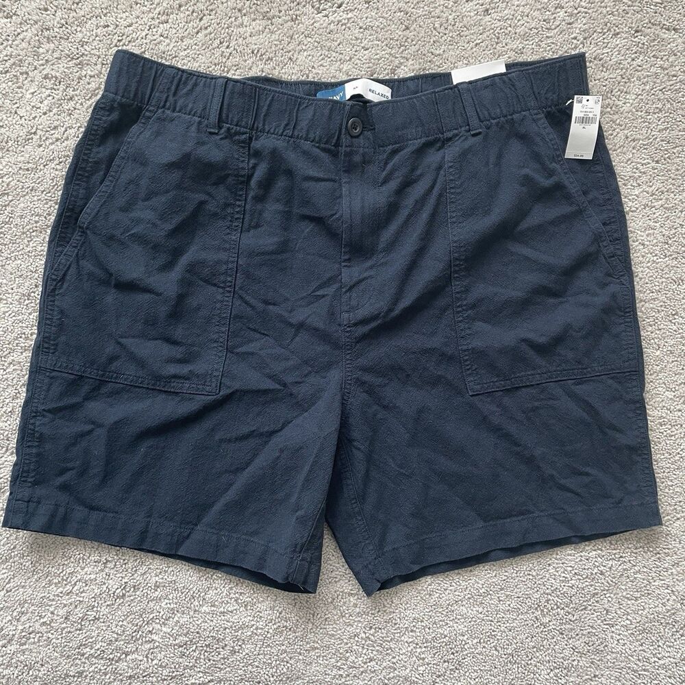 Old Navy Walking Shorts Mens XL Navy Blue Relaxed Fit Elastic Waist 7" Inseam